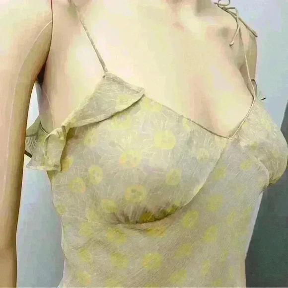 CLUB MONACO Silk cami top,spaghetti straps ruffles. Size XS. - Picture 3 of 6